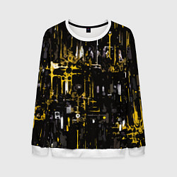Мужской свитшот Бело-жёлтая абстракция на чёрном фоне