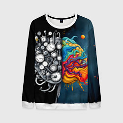 Свитшот мужской Креативный мозг, цвет: 3D-белый