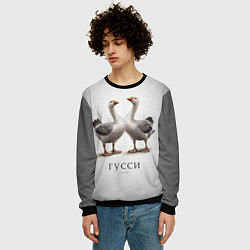 Свитшот мужской Гусси - га га га, цвет: 3D-черный — фото 2