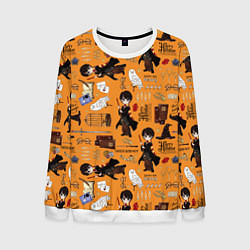 Свитшот мужской Гарри Поттер паттерн, цвет: 3D-белый
