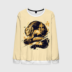 Свитшот мужской Арт черной змеи, цвет: 3D-белый