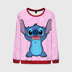 Свитшот мужской Stitch on a pink background, цвет: 3D-красный