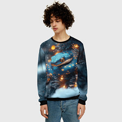 Свитшот мужской Синяя змея с золотыми пятнами, цвет: 3D-черный — фото 2