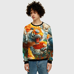 Свитшот мужской Сказочный облачный тигр - нейроарт фантазия, цвет: 3D-черный — фото 2