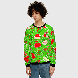 Свитшот мужской Новогоднее настроение паттерн, цвет: 3D-черный — фото 2