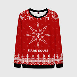 Свитшот мужской Новогодний Dark Souls с оленями, цвет: 3D-черный