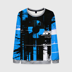Мужской свитшот Сине-белый гранж на чёрном фоне