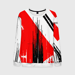 Мужской свитшот Вертикальные чёрные линии на красно-белом фоне