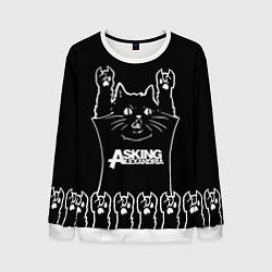Свитшот мужской Asking Alexandria - кот рок, цвет: 3D-белый