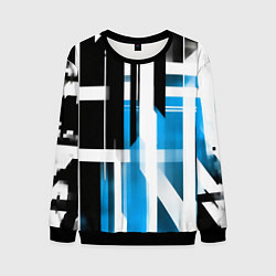 Мужской свитшот Чёрно-синие вертикальные и горизонтальные полосы н