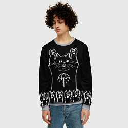 Свитшот мужской Bring Me the Horizon: cat rock, цвет: 3D-меланж — фото 2