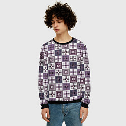 Свитшот мужской Серый сиреневый геометрический узор пэчворк, цвет: 3D-черный — фото 2