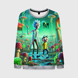 Свитшот мужской Рик и Морти изучают планету мухоморов - нейроарт ф, цвет: 3D-меланж