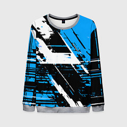 Свитшот мужской Diagonal black and white stripes on a blue backgro, цвет: 3D-меланж