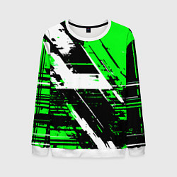 Мужской свитшот Diagonal black and white stripes on a green backgr