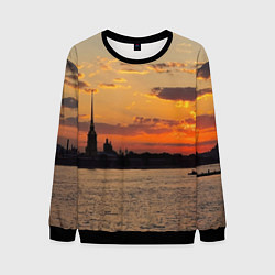 Свитшот мужской Петропавловская крепость ранним утром, цвет: 3D-черный
