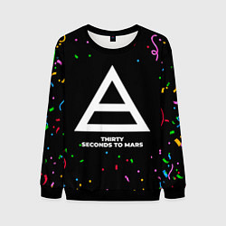 Свитшот мужской Thirty Seconds to Mars конфети, цвет: 3D-черный