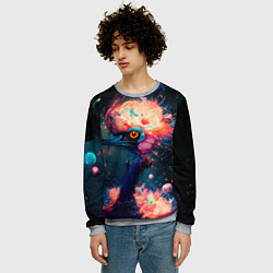 Свитшот мужской Космический казуар - нейросеть, цвет: 3D-меланж — фото 2