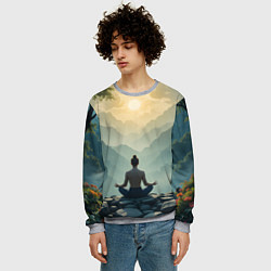 Свитшот мужской Медитация на рассвете, цвет: 3D-меланж — фото 2