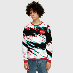 Свитшот мужской Nasa glitch color, цвет: 3D-красный — фото 2