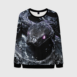 Свитшот мужской Черно-серая змея, цвет: 3D-черный