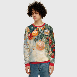 Свитшот мужской Большие и маленькие новогодние шары, цвет: 3D-красный — фото 2