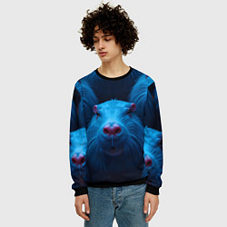 Свитшот мужской Синие капибары, цвет: 3D-черный — фото 2