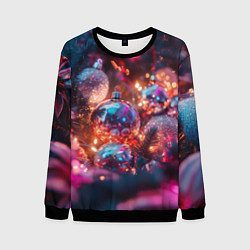 Мужской свитшот Новогодние шары и фиолетовые блески
