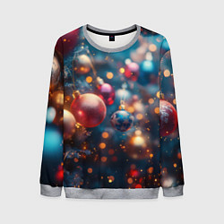 Мужской свитшот Красные и синие шары на фоне елки