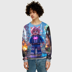 Свитшот мужской Roblox pink hair, цвет: 3D-меланж — фото 2
