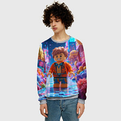 Свитшот мужской Roblox в неоновом городе, цвет: 3D-меланж — фото 2