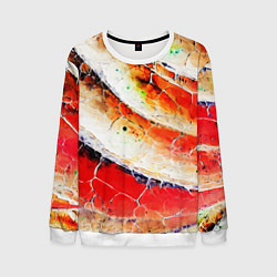 Мужской свитшот Красно-белая волнистая абстракция