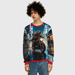 Свитшот мужской Капибара байкер, цвет: 3D-красный — фото 2