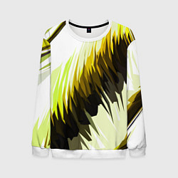 Свитшот мужской Чёрно-жёлтые острые полосы на белом фоне, цвет: 3D-белый