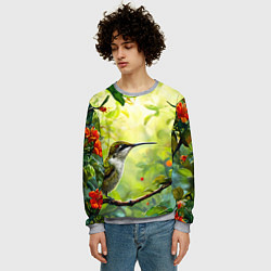 Свитшот мужской Колибри в цветах, цвет: 3D-меланж — фото 2