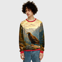 Свитшот мужской Орел в горах, цвет: 3D-красный — фото 2