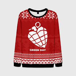 Свитшот мужской Новогодний Green Day, цвет: 3D-черный