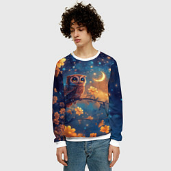 Свитшот мужской Сова на ветке, цвет: 3D-белый — фото 2