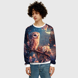 Свитшот мужской Сова и месяц, цвет: 3D-белый — фото 2