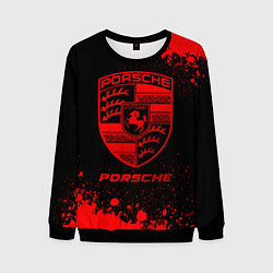 Свитшот мужской Porsche - red gradient, цвет: 3D-черный