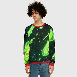 Свитшот мужской Зеленые кислотные брызги, цвет: 3D-красный — фото 2