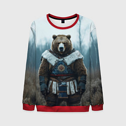 Свитшот мужской Воин русский медведь, цвет: 3D-красный