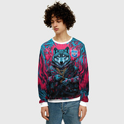 Свитшот мужской Волк с гербом РФ, цвет: 3D-белый — фото 2