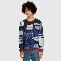 Свитшот мужской Русский вооруженный волк, цвет: 3D-красный — фото 2