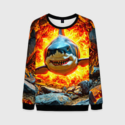 Свитшот мужской Акула в огне, цвет: 3D-черный