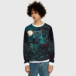 Свитшот мужской Котенок рыцарь с щитом, цвет: 3D-белый — фото 2