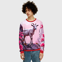 Свитшот мужской Козлик в розовом свете, цвет: 3D-красный — фото 2