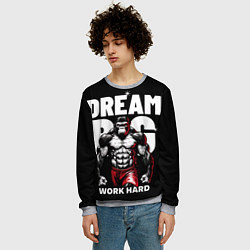Свитшот мужской Dream big - work hard monkey, цвет: 3D-меланж — фото 2