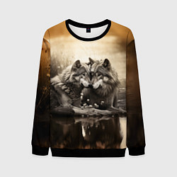 Свитшот мужской Любовь волка и волчицы, цвет: 3D-черный