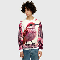 Свитшот мужской Кукушка в розовых цветах, цвет: 3D-белый — фото 2